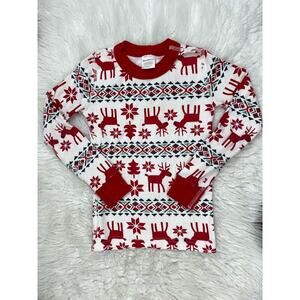 Hanna Andersson Kids Size 6-7 US 120 EU Red Reindeer Organic Cotton Pajama Top